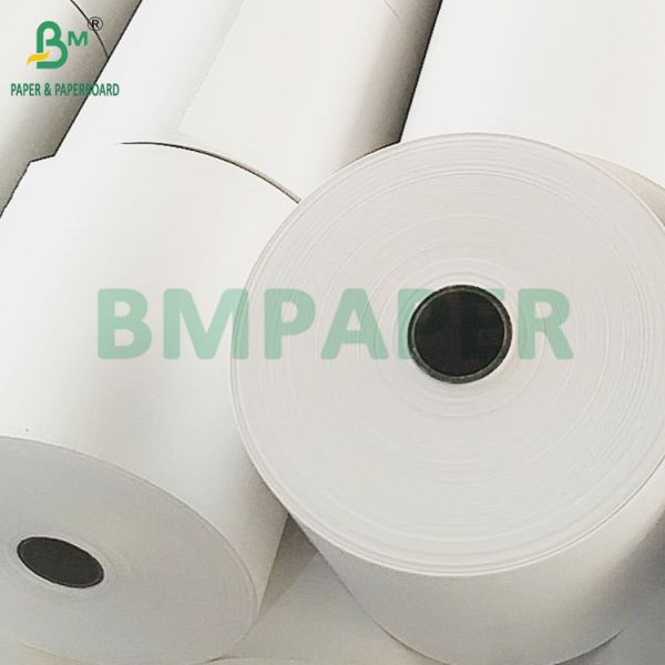 Black Image 55gsm 65gsm 75gsm 80gsm Top Coated Thermal Paper Jumbo Roll Rollo Jumbo de Papel Térmico con Recubrimiento Superior para Imagen Negra 55gsm 65gsm 75gsm 80gsm