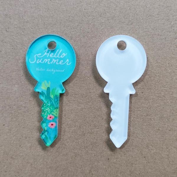 Sublimation Blank Key Shape Acrylic Keychain For Sublimation Heat Transfer Printing