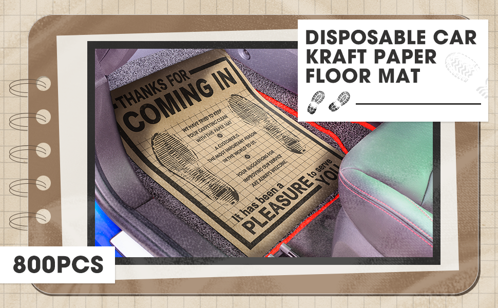 Disposable Car Paper Floor Mats Automotive Floor Mats Brown Kraft Paper Floor Mats for Cars Vehicles Printed