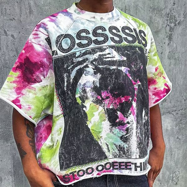 Fabricante de prendas de vestir ropa callejera personalizada de algodón de gran tamaño camisetas gráficas de todo tamaño de impresión gráfica camiseta de caja para hombres