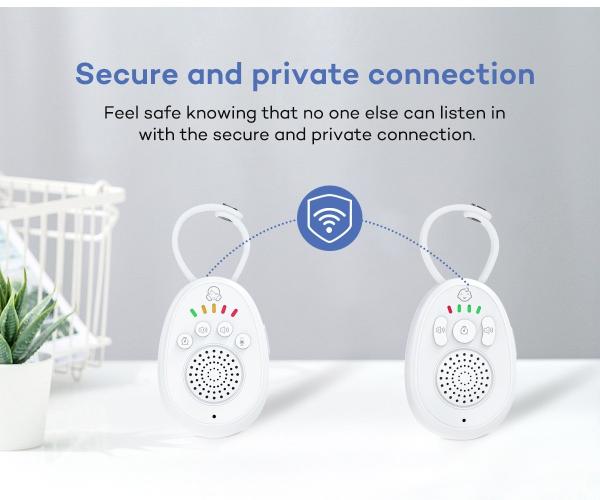 Portable White Audio Baby Monitor Sleep Aid Noise Machine RF 2.4GHz FHSS