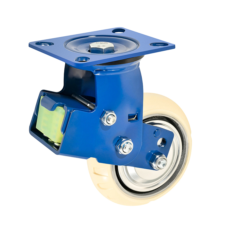 High Elasticity Pu Wind-fire Wheel Industrial Caster With Brake Dual Spring Shock-absorbing Automotive Packaging Assembly Line 