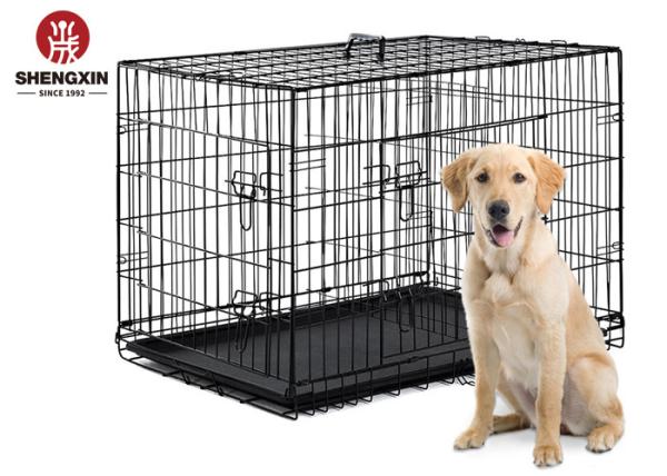 Double Door 4kg Metal Dog Cage 24 Inch Outdoor Removable