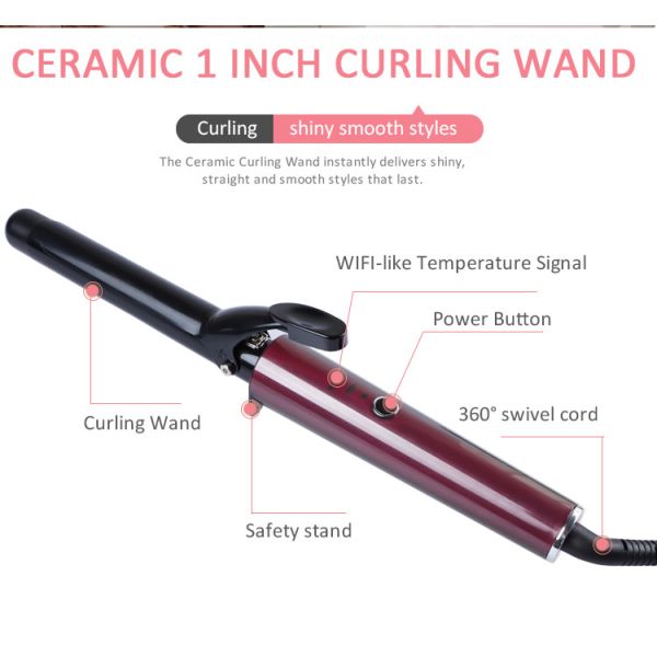 Magic rotating Ceramic Hair Curler with LED Indication Display