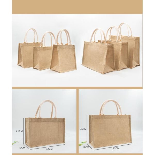 Bag Square Shape Laminated Waterproof Canvas Cotton Shopping Tote Beach Bag for Promotion