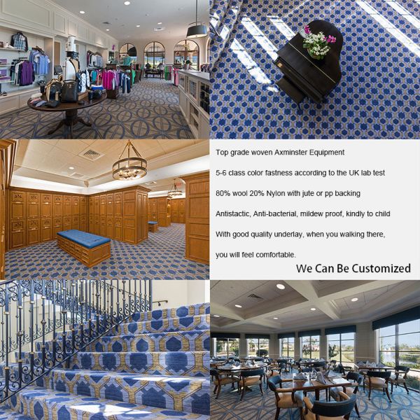 Customized Color Luxury Wool Wall To Wall Axminster Carpet for 5 Star Alfombras Hotel