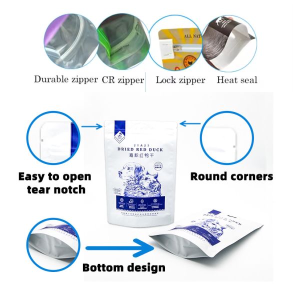 Pet Food Packaging Bag Printing Custom Manufacturer Pet Plastic Composite Standing Zipper Bag