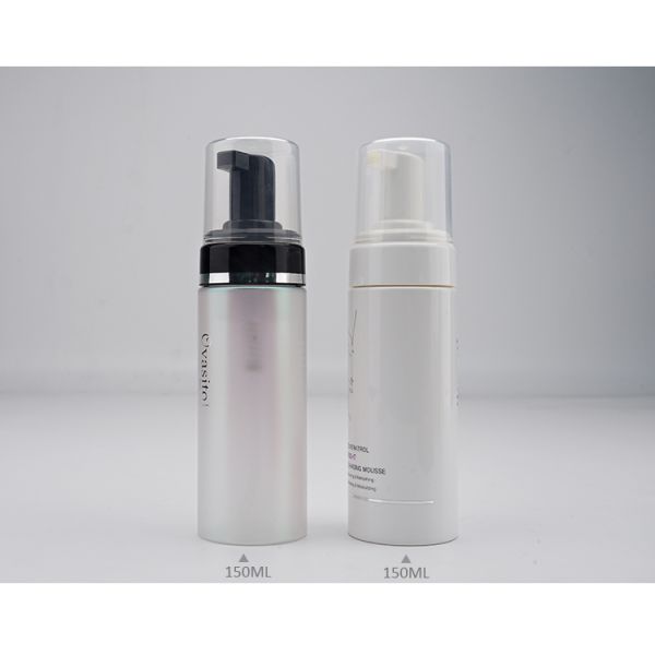 SGS 150ml Plastic Foam Pump Bottle Semi Transparent Facial Foam Cleanser Bottle With Cap
