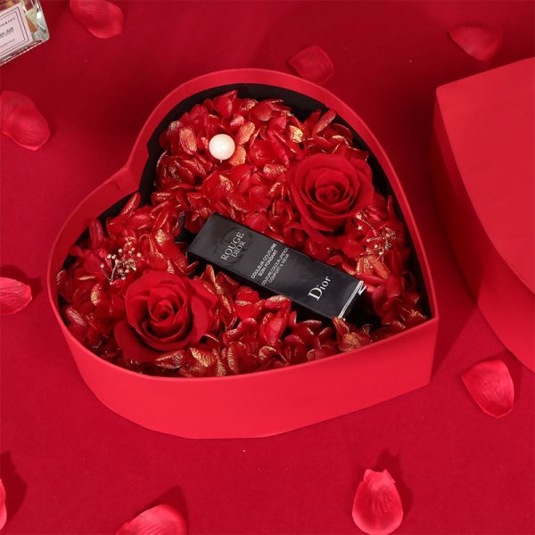 Cartão corrugado Custom Dia dos Namorados Caixas de luxo em forma de coração para embalagens de rosas