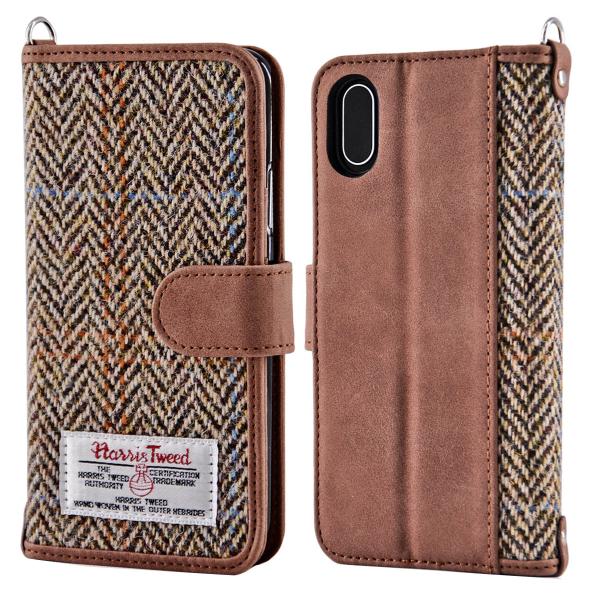 Brown Harris Tweed Phone Case 5.8 Inch Leather Wallet Case For Samsung S8