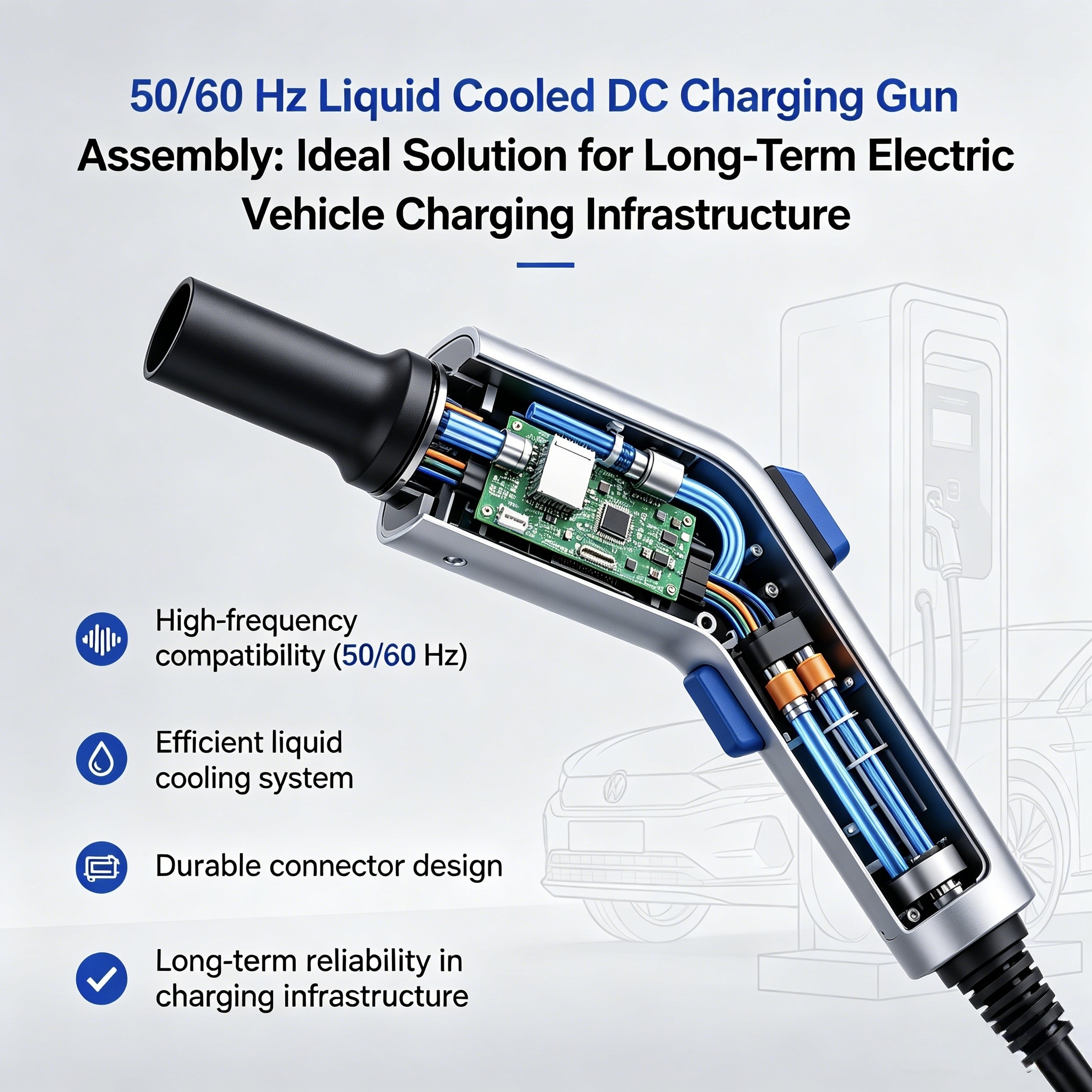 Liquid Cooled DC EV Charging Cable Gun Assembly 400V 1000KW
