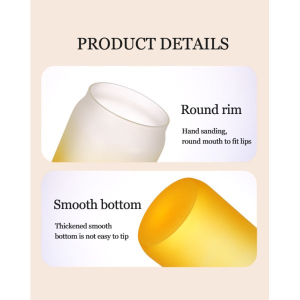 380ml 480ml 580ml Frosted Glass Cup Mug With Transparent Lid And Glass Straw