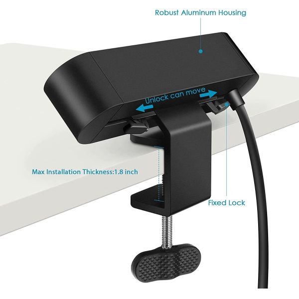 ROHS Aluminum Desk Clamp Power Outlet Center 20W 45mm 125V