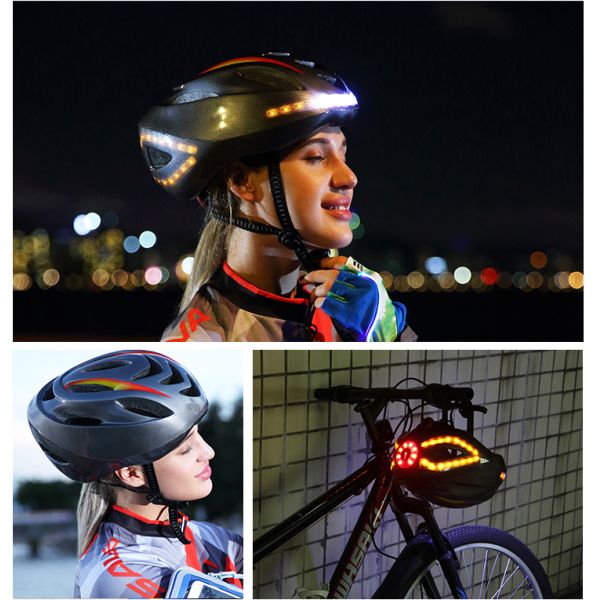 Noche del casco de la bici que completa un ciclo el casco seguro que da vuelta al casco ligero de la carga del USB