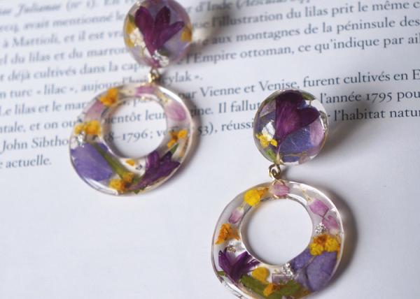 Customized Purple Romance Love Earstud Korea Style Purple Color Earrings Rings With Ball