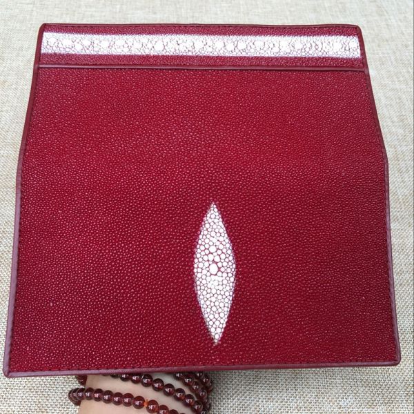 Unisex Style Authentic Stingray Skin Women Men Slim Bifold Wallet Card Bag Genuine Leather Female Male Thin Clutch Purse