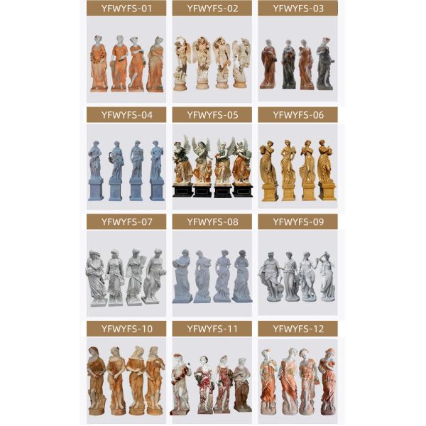 Garden Hand Carved Multicolour Life Size Natural Marble Four Season Greek Goddess Statue