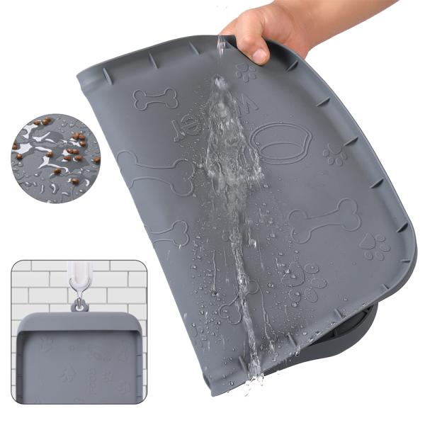 Dog Food Mat Silicone Dog Mats With Pocket For Catches Spill And Residue