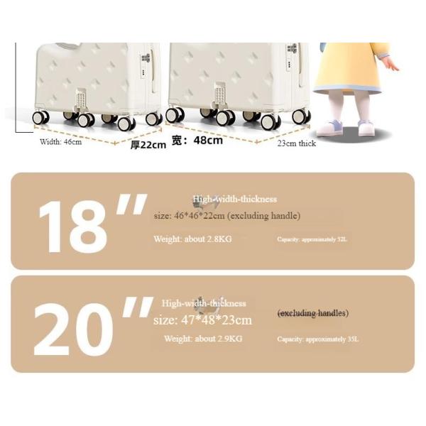 Business style Ride-On enfants bagages avec roue à roulettes mot de passe sécurisé verrouillage pour les garçons les filles Voyage à la mode léger