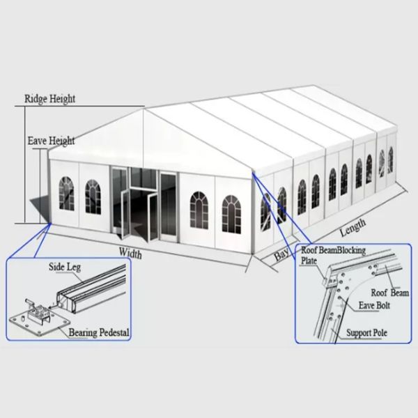 300 People Outdoor Wedding Tent , Romantic Heavy Duty Party Canopy Tent