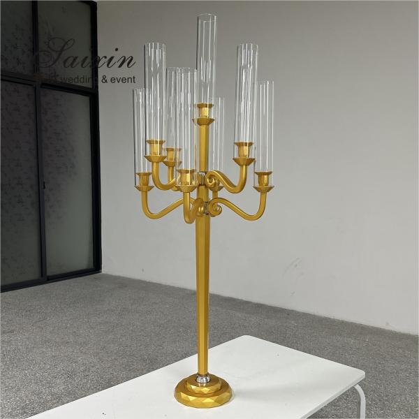 ZT-271B Fête de mariage Grand noir 9 bras porte-bougies pour la table de mariage pièce maîtresse