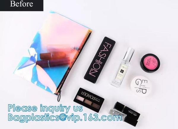 DAZZLING HOLOGRAPHIC, TPU PVC Laser Cosmetic Bag, Makeup Organizer Bags, Jelly Purse, Hanging Toiletry