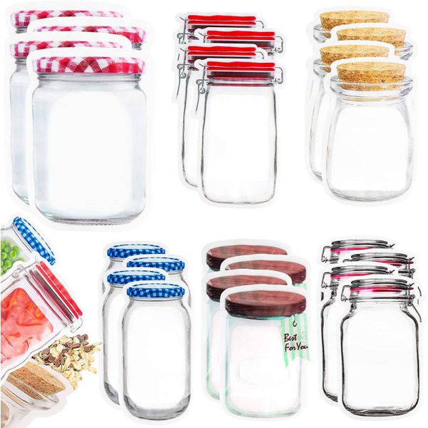 OEM Reusable Sealed Mason Bottle Ziplock Bags For Candy Cookies