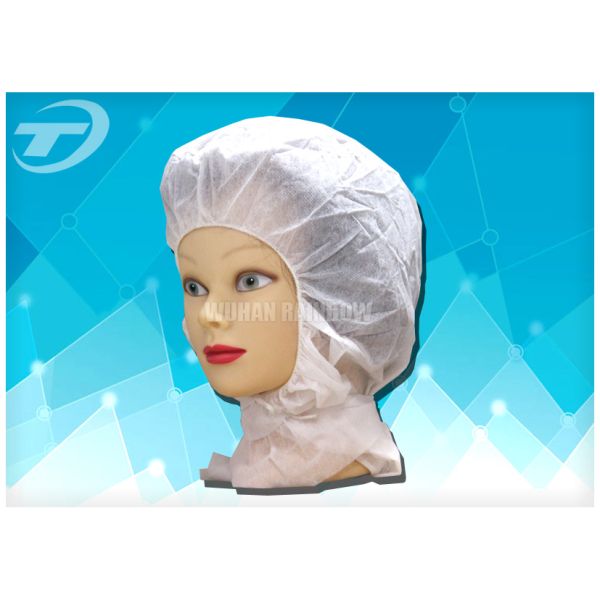 Soft Breathable Hood Snood Disposable Head Cap in White Blue