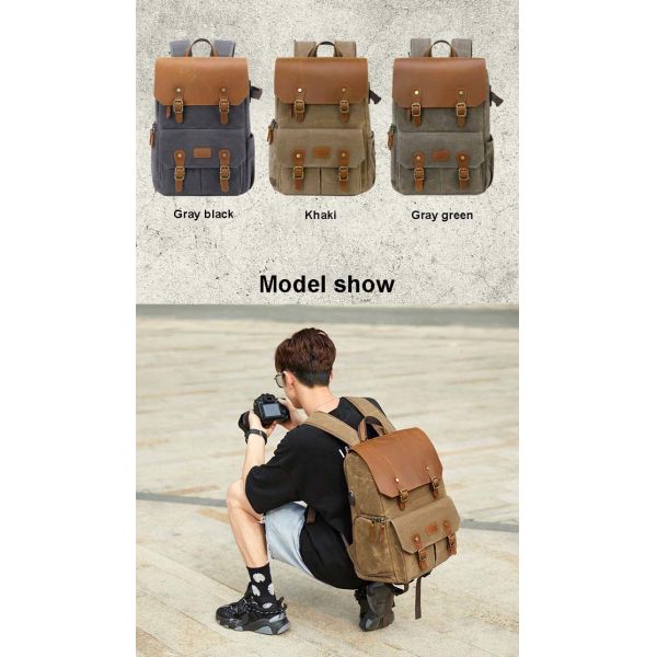 Bolso impermeable al aire libre encerado de la cámara del viaje de la mochila de la lona 30L