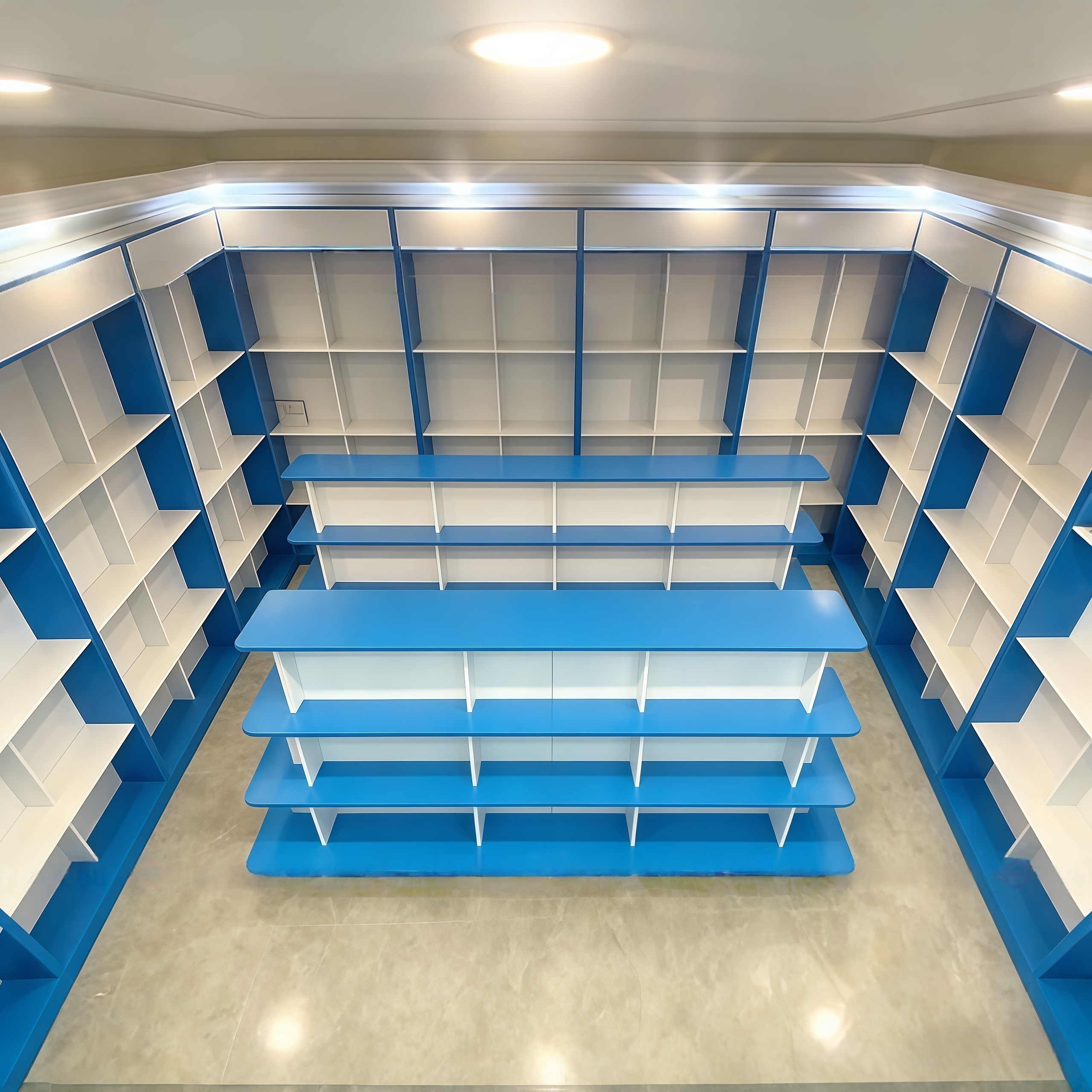 Durable Wood Pharmacy Shelving and Glass Medical Display Cabinets for Retail Drugstore Furniture Layout