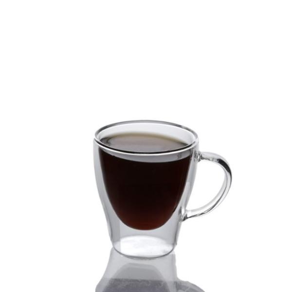 Professional Made High Borosilicate Handle Heat Resistant Double Wall Clear with handle Coffee Glass