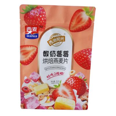 Zipper Flat Bottom Top Bag For Frozen Fruit And Yogurt Baking Oatmeal Food