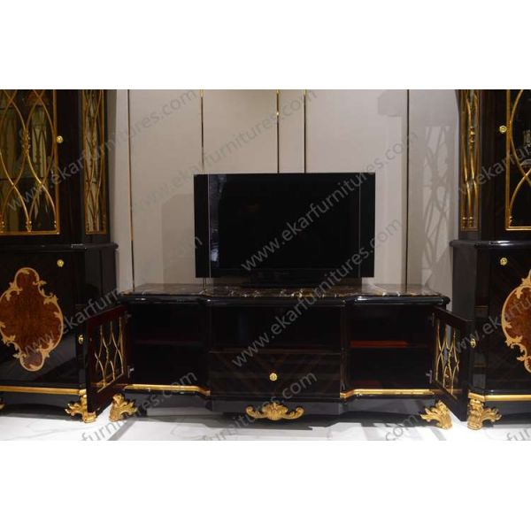 Luxury Royal Antique Gold Square Wooden Shenzhen hand carved Coffee Tables AT-301