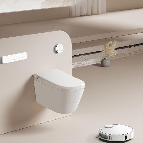 Durable Smart Toilet with Wall-Mounted Euro Design Bathroom Bidet Heated Seat Built-in Tank Nice Automatic Features