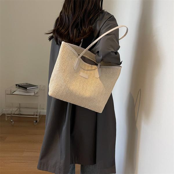 Sustainable Bamboo Bag With Handle, Shopping Bag For Beach Summer Vibe Wholesale Vietnam Handicraft Crochet Raffia Sac Bolsa Mujer Bucket Tote Shoulder Designer Women Straw Bag