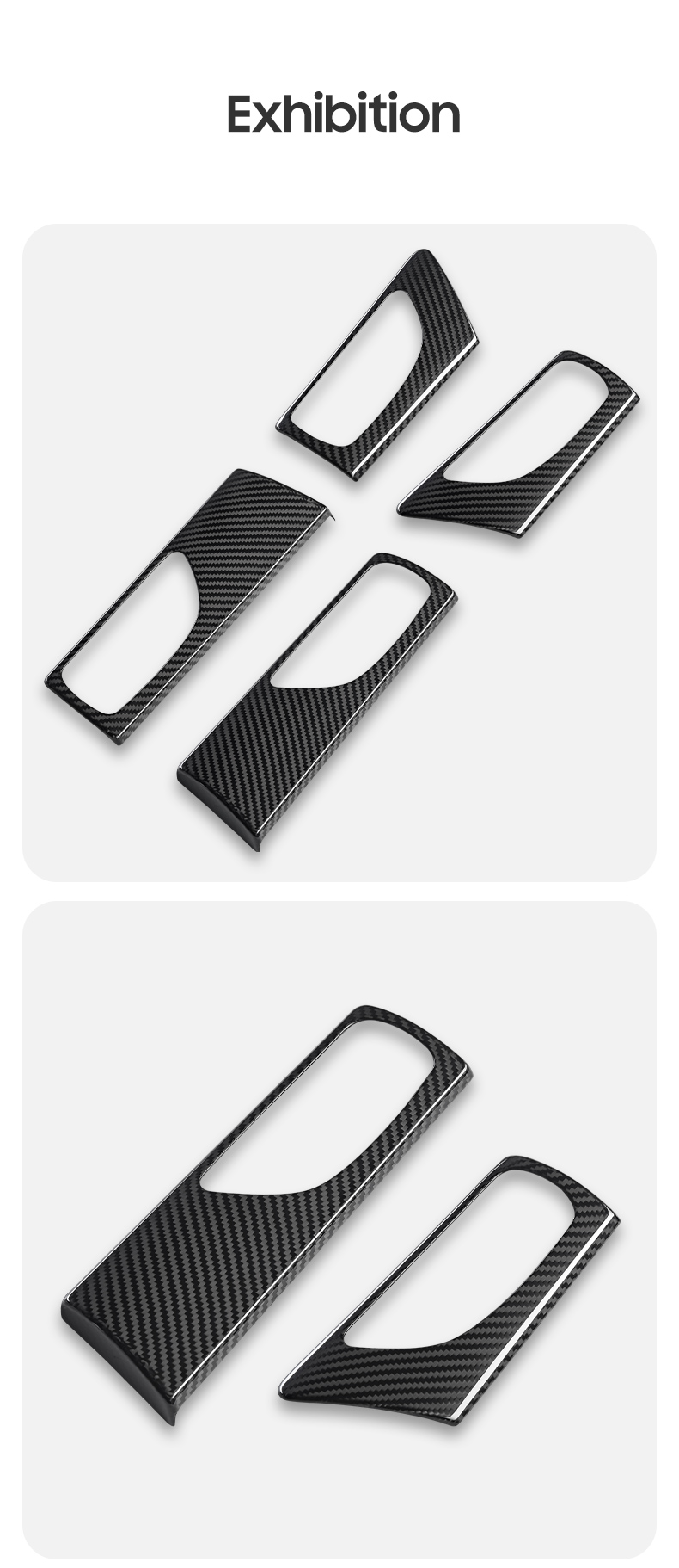 Dry Carbon Fiber Car Inner Handle Frame Cover for Lexus IS 13-19 Year