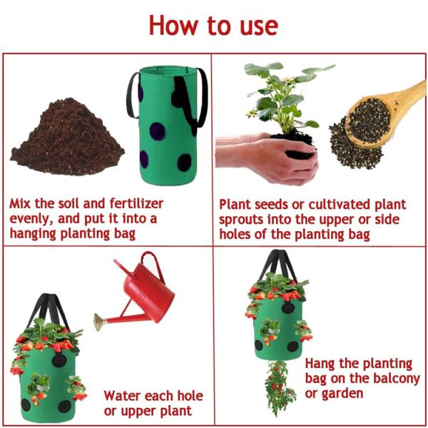 Nonwoven Fabric Strawberry Grow Bag Plant Pots