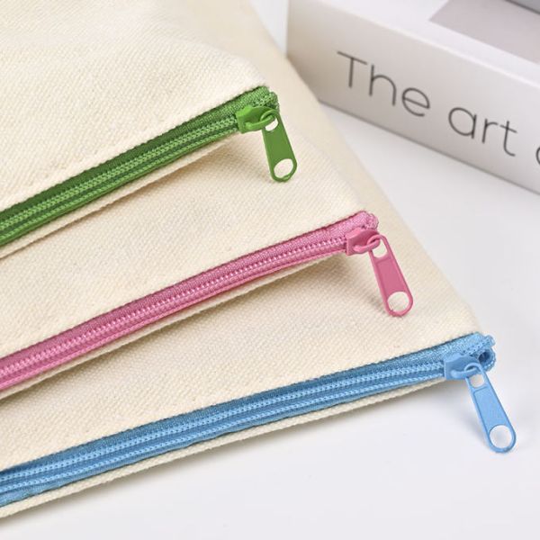 Sublimation Blank Linen Zipper Canvas Pencil Bag Makeup Bag Toiletry Bag Storage Bag Canvas Bag Portable Pencil Case