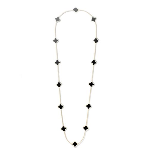 Van Cleef & Arpels Alhambra long necklace 14 motifs Yellow gold Onyx Necklace