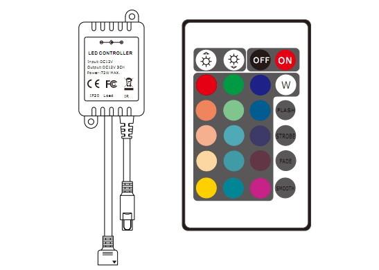 24 Key IR Color Changing Led Controller RGB With Li Battery 3 Channels CE / RoHS