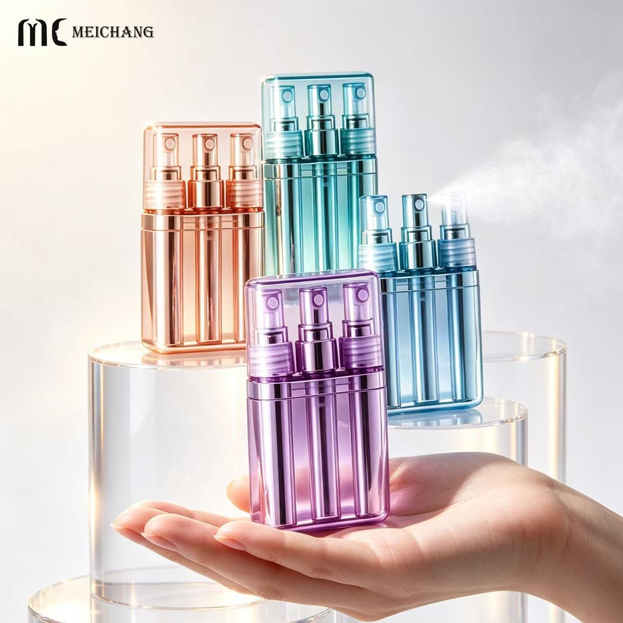 3-in-1 3ml Refillable Travel Spray Bottle for Portable Cosmetic Packaging (MC-450)