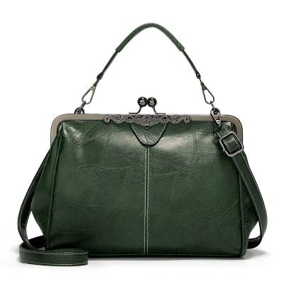 Bolsa retro do couro do plutônio da bolinha de massa do verde luxuoso do ombro