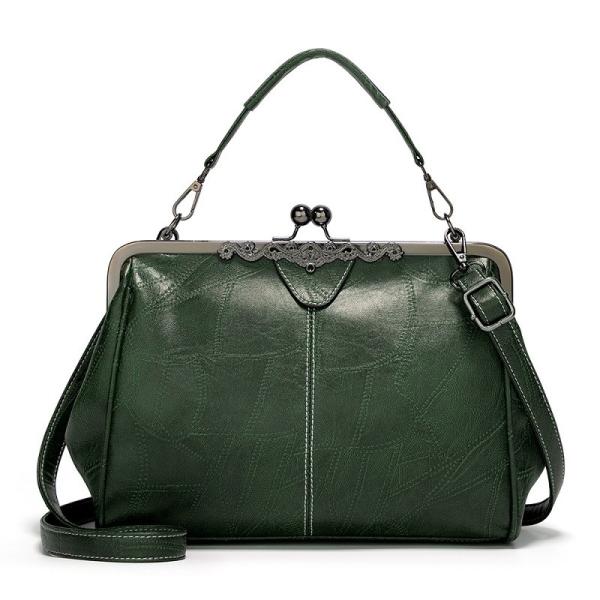 Bolsa retro do couro do plutônio da bolinha de massa do verde luxuoso do ombro
