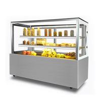 White Stainless Steel Glass Material Multiple Shelves Cake Shop Display Freezer