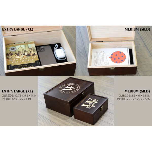 6.2*6.2*4.48 Personalized Wooden Box Tableware Keepsake Box for 5th Anniversary Gift
