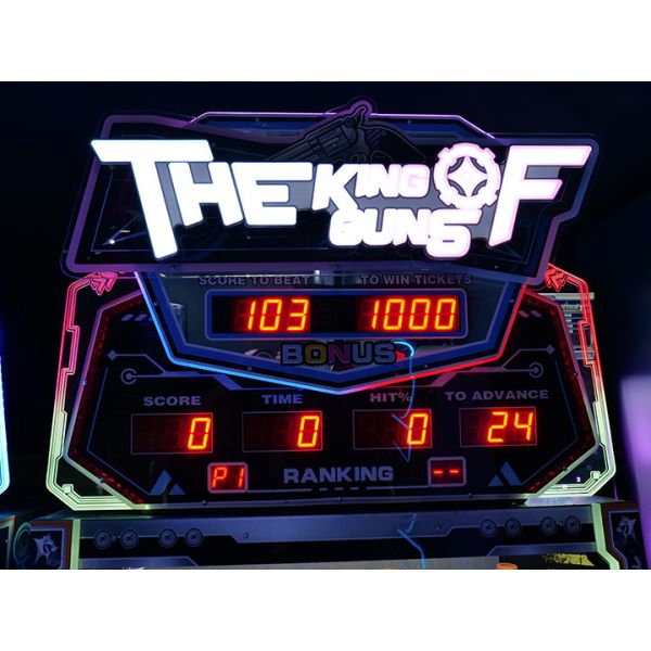 4-Player Gun Game King Shooting Arcade Machine Commercial Bottle Shooting Ticket Redemption Game Deluxe Bottle Shoot Arcade Simulator with 75-Inch Screen