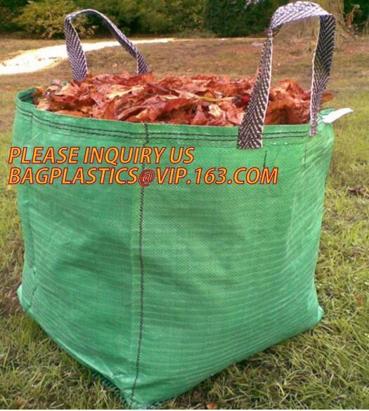 Outdoor Large Capacity Garden Gallon Waterproof Green Lawn PE Woven Waste Bags, Reusable Yard Waste Bags