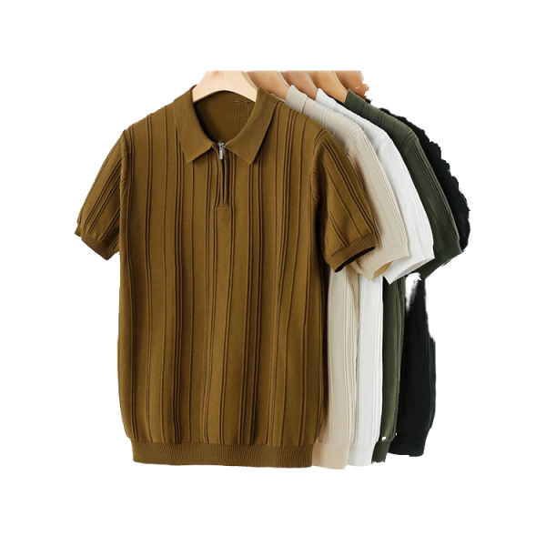 M-3XL Men's Half Zip for Polo Shirt Short Sleeved Twill Knitted Top with Anti-Pilling Feature Blank Design T-Shirt