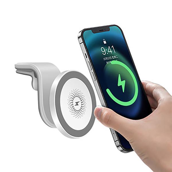 ABS Silicone 15W Fast Wireless Charger Automatic Clamping Car Mount 150KHZ