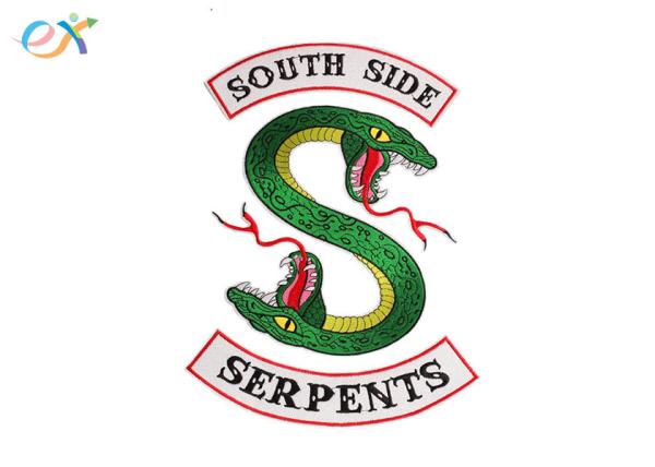 Personalized Logo Large Embroidered Patch , Snake Shape Custom Motorcycle Vest Patches